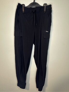All in Motion Kids Lightweight Cargo Jogger Pants Black Drawstring Zipper Pocket